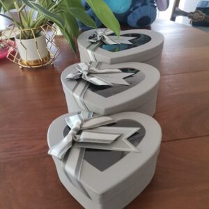 Grey heart gift box