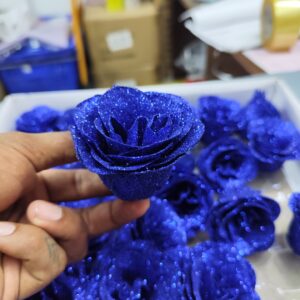 Blue glitter foam flower